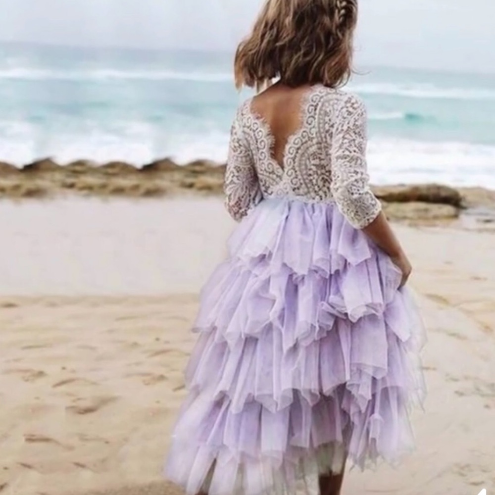 Purple and white little girls dress